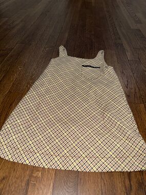 Zara Cream Plaid Girls' Casual Sundress with Black Trim